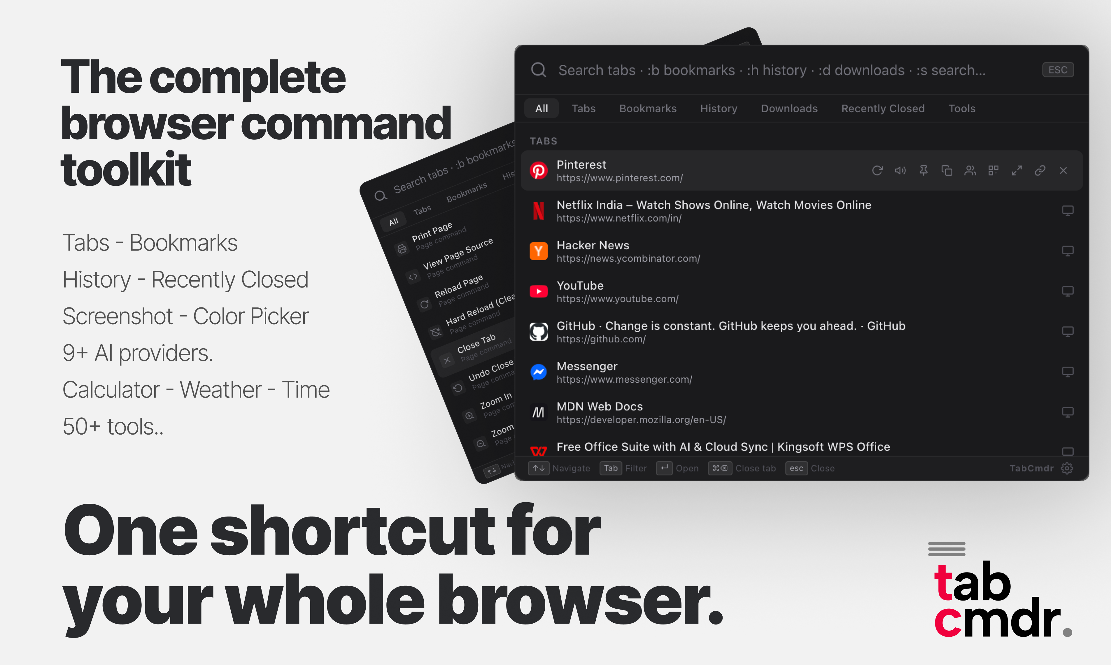 TabCmdr: The Ultimate Chrome Productivity Extension preview