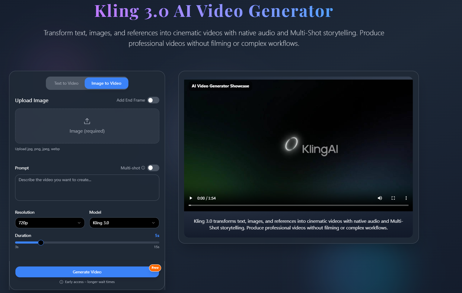 Kling 3.0 AI Video Generator preview